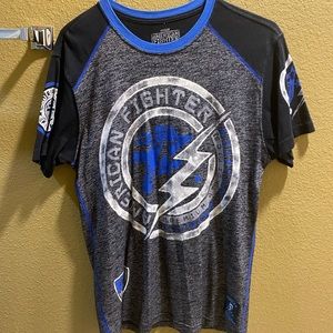 AMERICAN FIGHTER Black Blue Athletic Fit Mens Crewneck T-shirt M